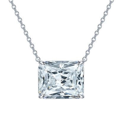 10CT Radiant Cut G Color High Carbon Diamond Gemstone Pendant Necklace 100% 925 Sterling Silver