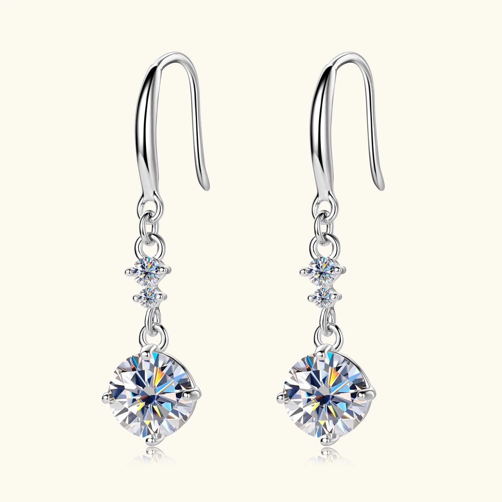 Moissanite Drop Dangle Earrings 1.0ct Diamond Earrings 925 Sterling Silver Gold Silver Color Hook Earring for Women Jewelry GRA