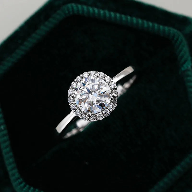 Wedding Band 18K White Gold Women Engagement Rings 1CT Moissanite Diamond Wife Birthday Gift PT950 Platinum Girl Valentine's Day