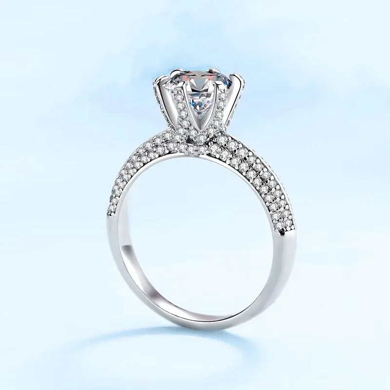 Engagement 18K White Gold Women Wedding Band 1/2CT Moissanite Diamond Girlfriend Birthday Gift Fine Jewelry PT950 Platinum Rings