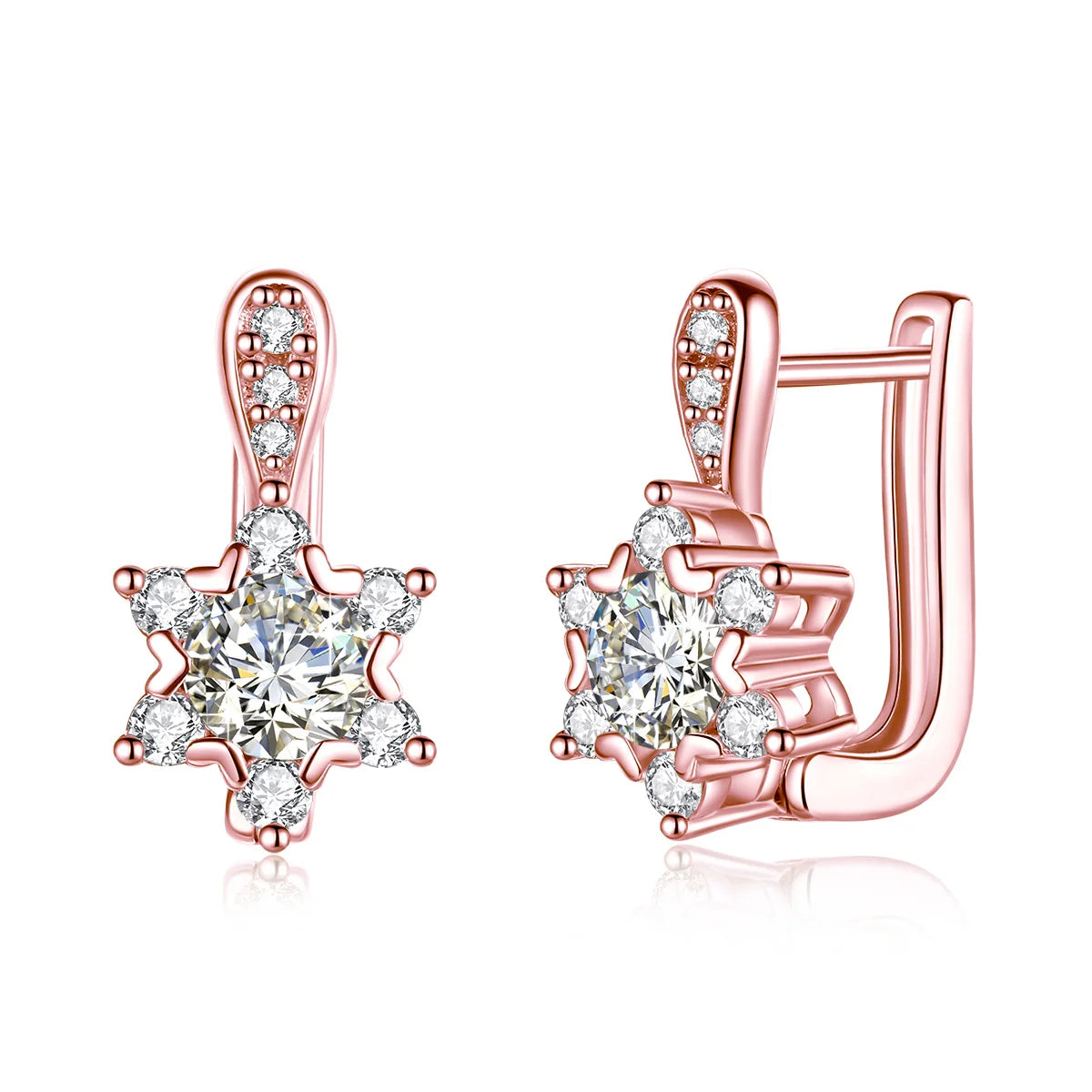 Round Cut Moissanite Star Earrings 100% Silver 925 4.5mm