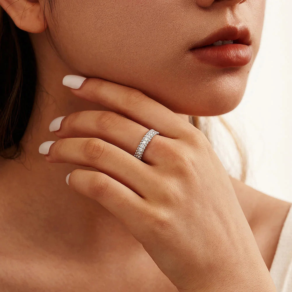 D VVS1 Moissanite Full Eternity Band - S925 Sterling Silver