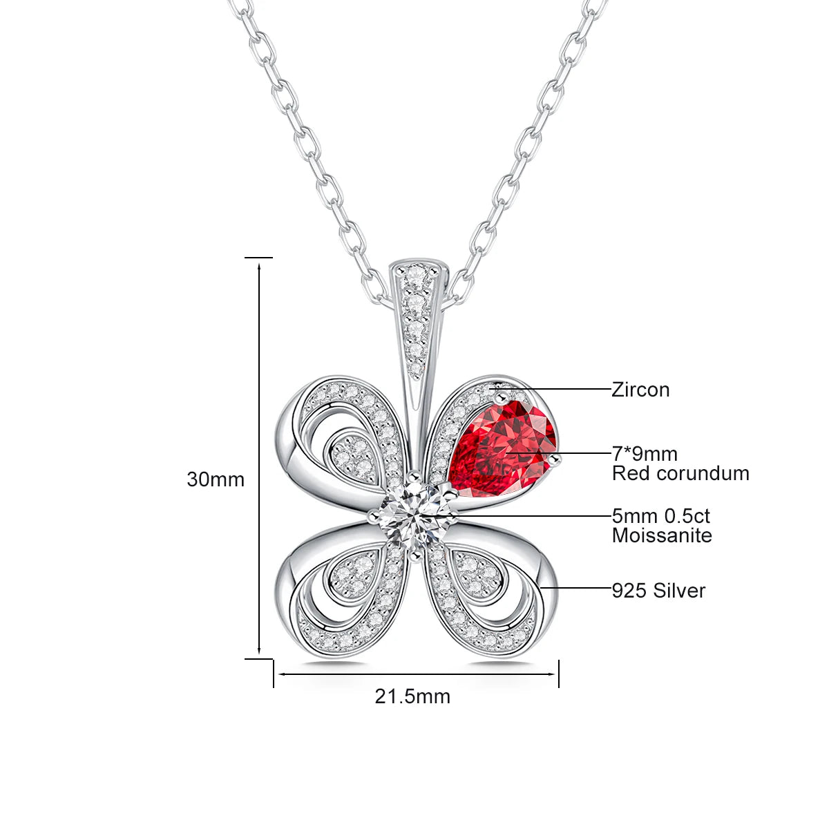 Moissanite Necklace With Certificate Pendant For Woman 100% Silver 925 Lucky Charms Fine Jewelry