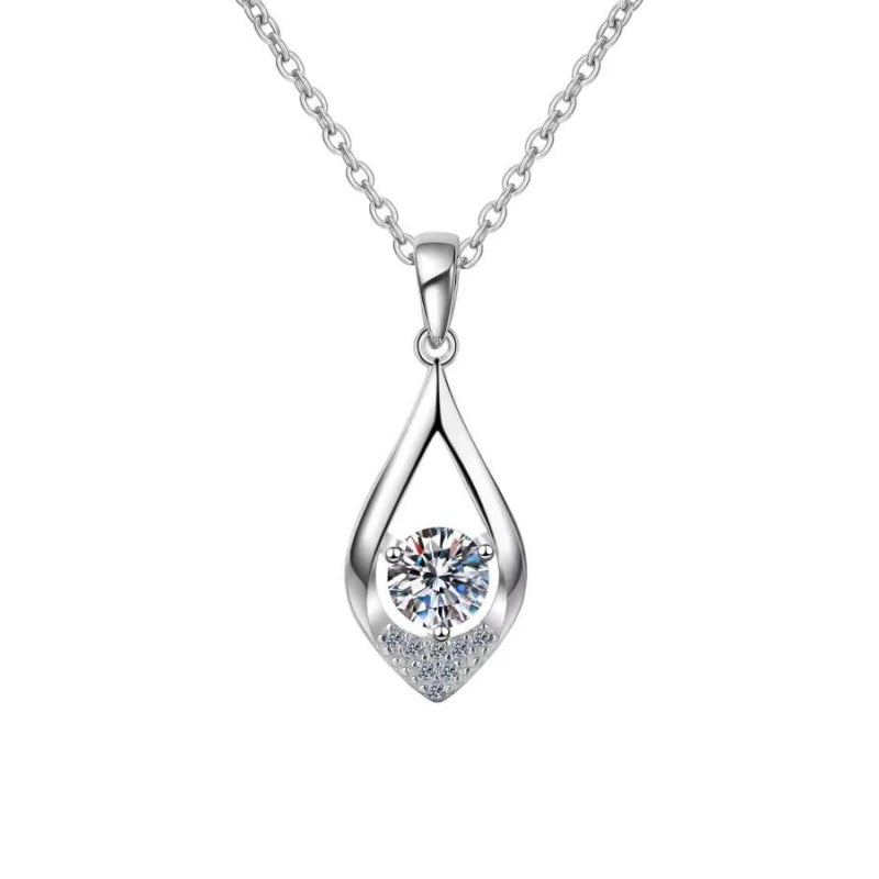 Lover Valentine's Day 18K White Gold Necklaces Women Wedding Moissanite Diamond 0.5CT Pendant PT950 Platinum Girl Birthday Gift