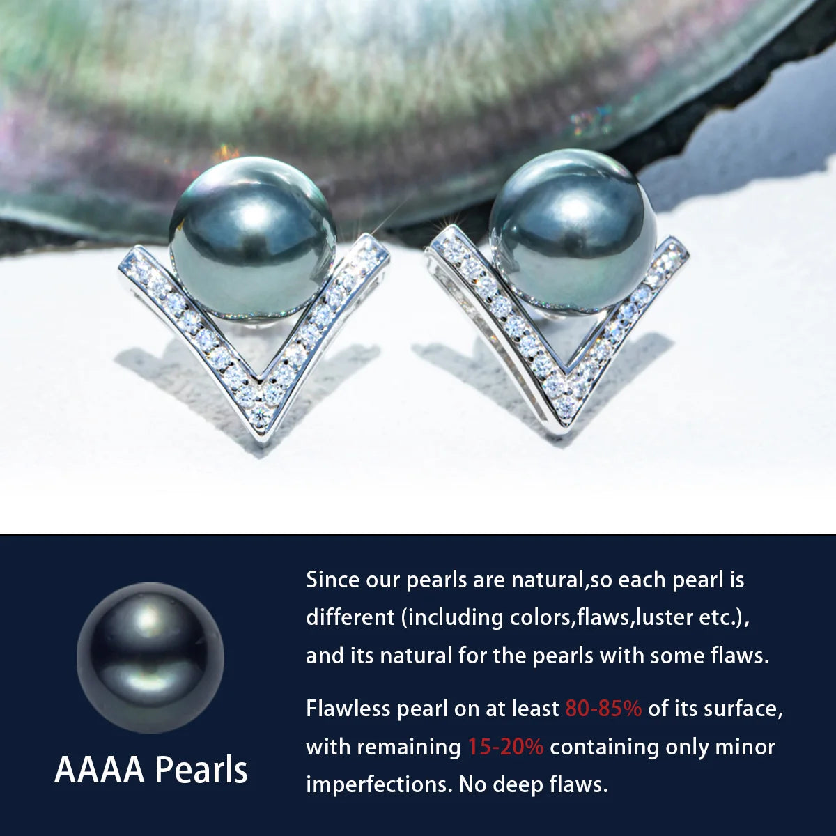 9-10mm Natural Tahitian Pearl Stud Earrings