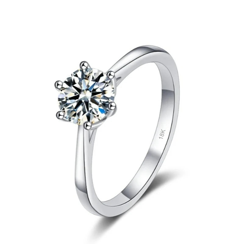 Women Engagement 18K White Gold Wedding Band 0.5/0.8/1/2/3CT VVS1 D Color Moissanite Diamond Girl Birthday Gift PT950 Wife Rings