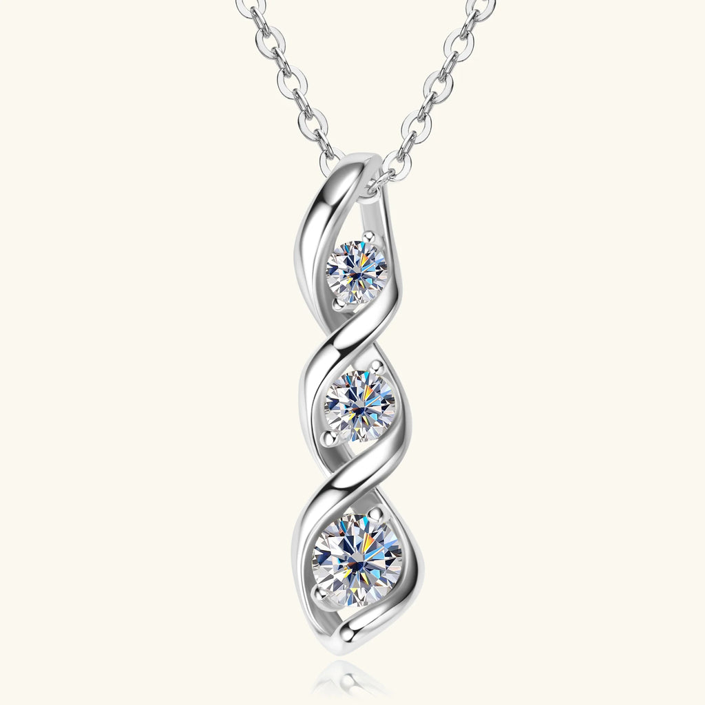 Moissanite Diamond Necklace Gift for Women 925 Sterling Silver 18K White/Yellow Gold Plated Twisted Pendant Chain