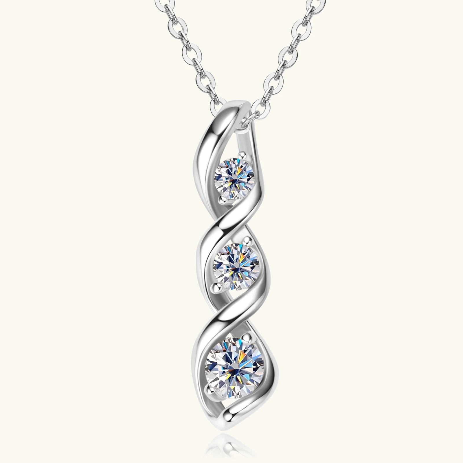 Moissanite Diamond Necklace Gift for Women 925 Sterling Silver 18K White/Yellow Gold Plated Twisted Pendant Chain