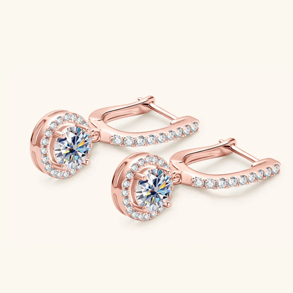 Drop Earrings for Women 925 Sterling Sliver Plated 1CT D Color Moissanite White Gold Rose Gold Earring Bride Wedding Jewelry