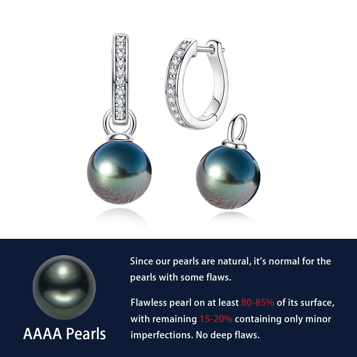 10-11mm Natural Tahitian Black Pearl Multipurpose Earrings