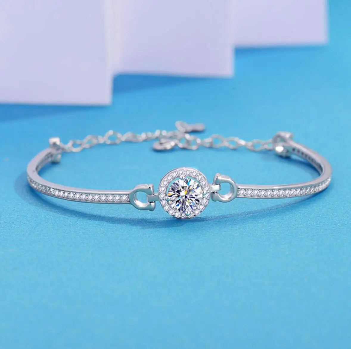 925 Sterling Silver White Moissanite Bracelet For Women 18K Gold Plated 1.0 Cttw Diamond Bangle with GRA Certificate Jewelry