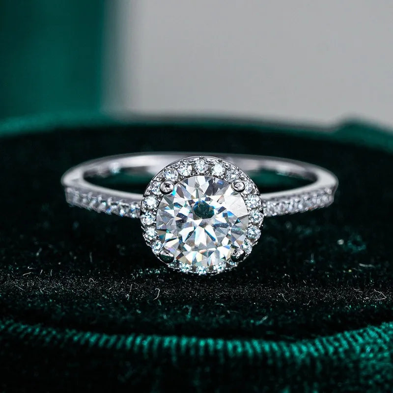 Lover Valentine's Day 18K White Gold Rings 0.5/1/2CT VVS D Color Moissanite Diamond Women Wedding Band PT950 Girl Birthday Gift