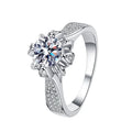 925 Sterling Silver Woman Ring 1 Carat Moissanite Wedding Jewelry Four-claw Flower Shape Group Diamond