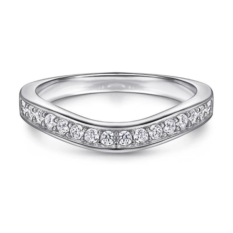 S925 Silver 0.8 Carat Moissanite Prong Setting Round Women Ring Set Engagement Fine Jewelry