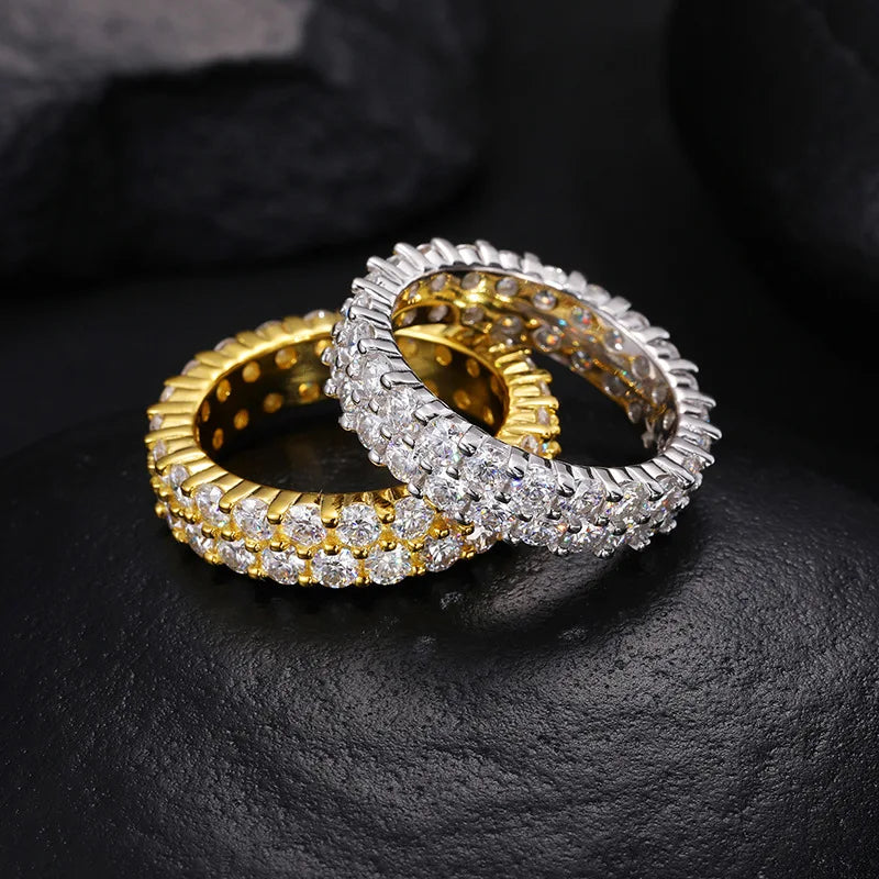 Moissanite Ring 925 Sterling Silver Plating Gold Color Men Women Wedding Bands Round 3mm