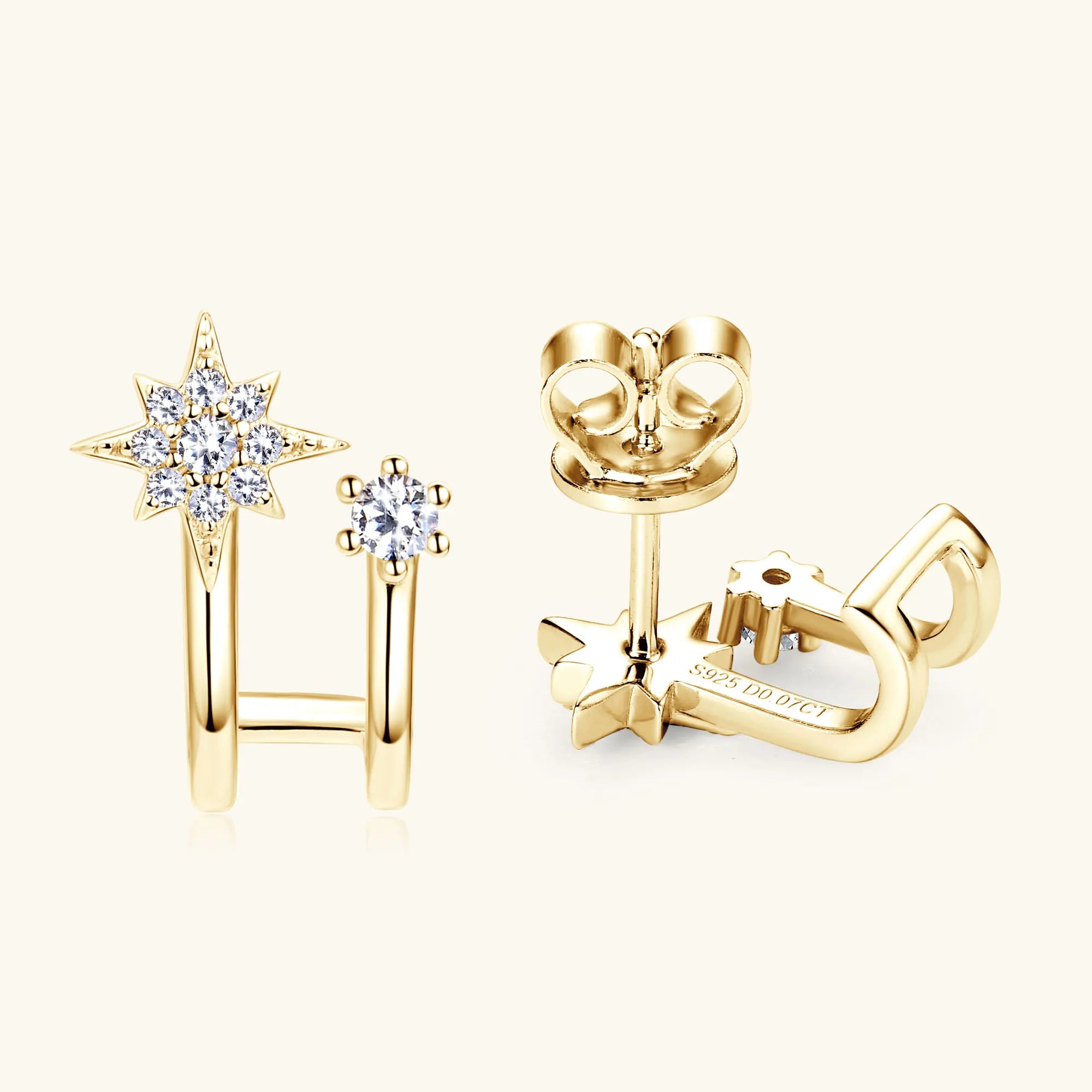 14K Gold Plated S925 Sterling Silver Moissanite Earrings for Women Dainty Star Piercing Ear Studs Earring Lady Jewelry aretes