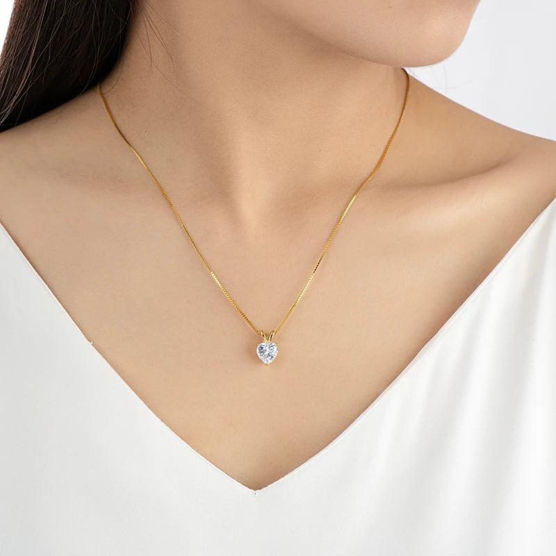 Moissanite Heart Pendant Necklace 2.0ct