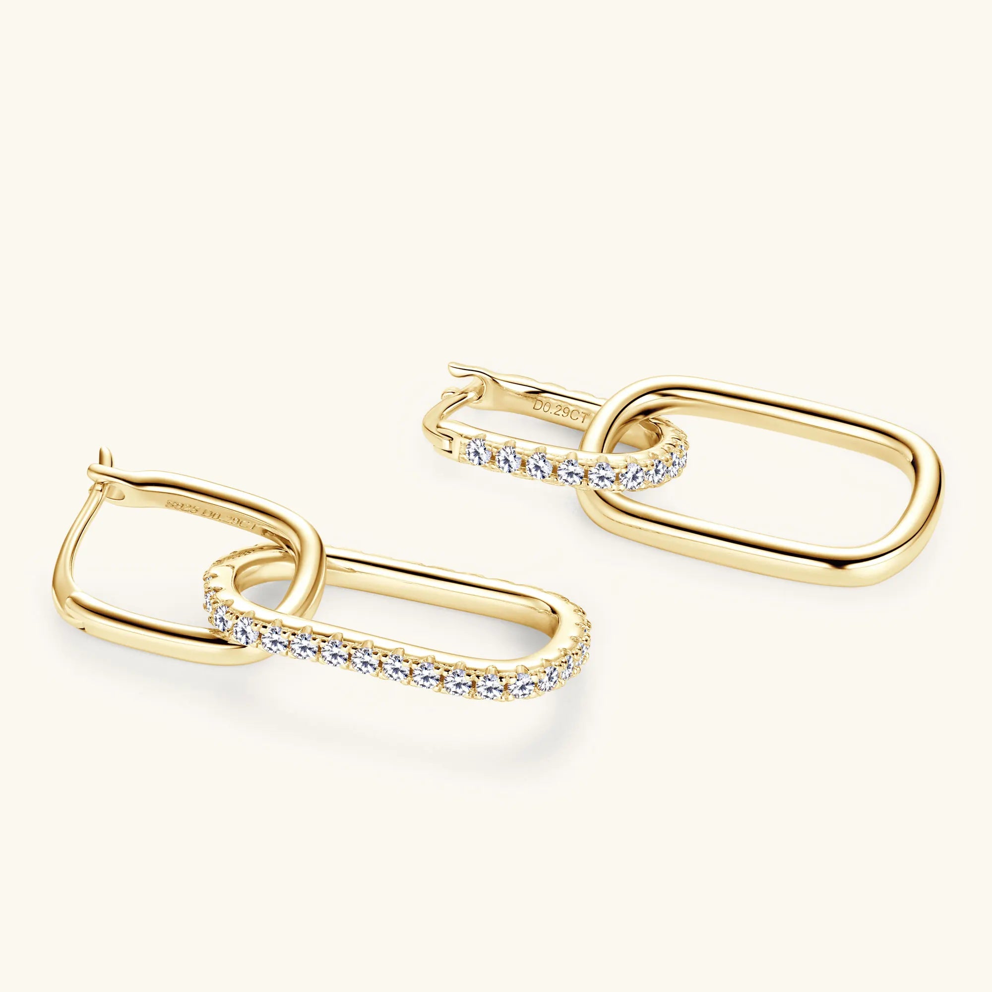 925 Sterling Silver Paperclip Earrings 1.4mm Full Moissanite Hoop Earring for Women Plated 18k Wedding Jewelry GRA