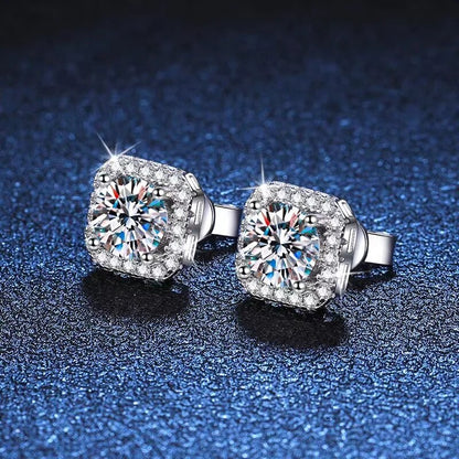 1ct Moissanite Square Stud Earrings