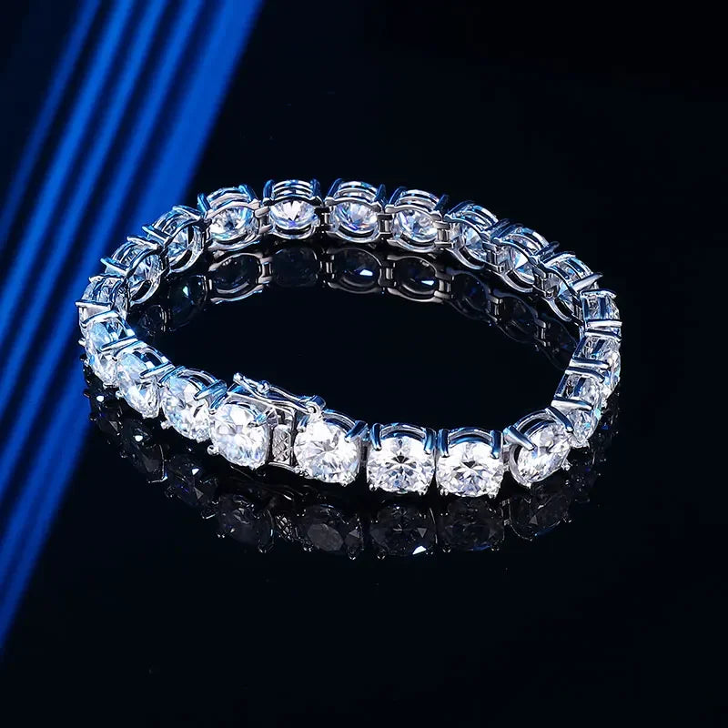 Full Moissanite Tennis Bracelets Each 6.5/8mm for Women Men Hip Hop Original Full Diamond 925 Sterling Silver Chain GRA