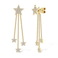 Dangle Earrings for Women Pure 925 Sterling Silver Dainty Star Tassel Drop Earrings Plated 14k Jewelry 0.58cttw Full Moissanite