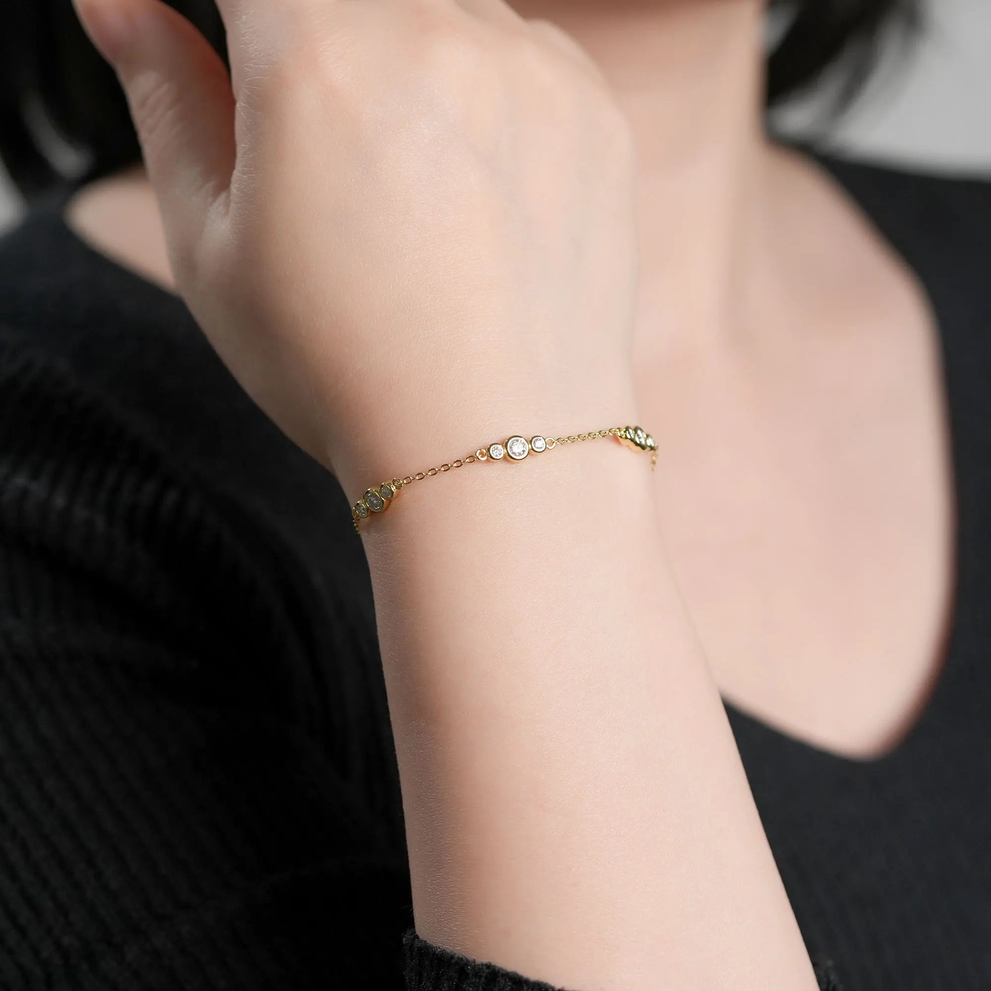 Moissanite Bracelets Real 925 Sterling Silver Adjustable Chain Bracelets for Women With GRA Certificate 3mm 2mm