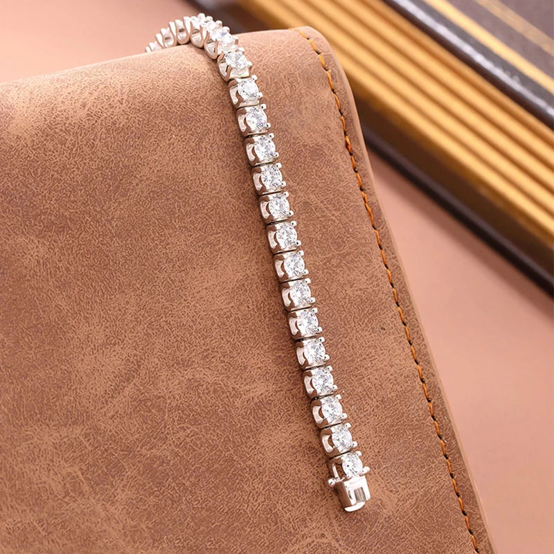 Moissanite Tennis Bracelets 2.5mm Woman 925 Sterling Silver Lab Diamond Women's Hand Bracelet Chain Luxury Jewelry