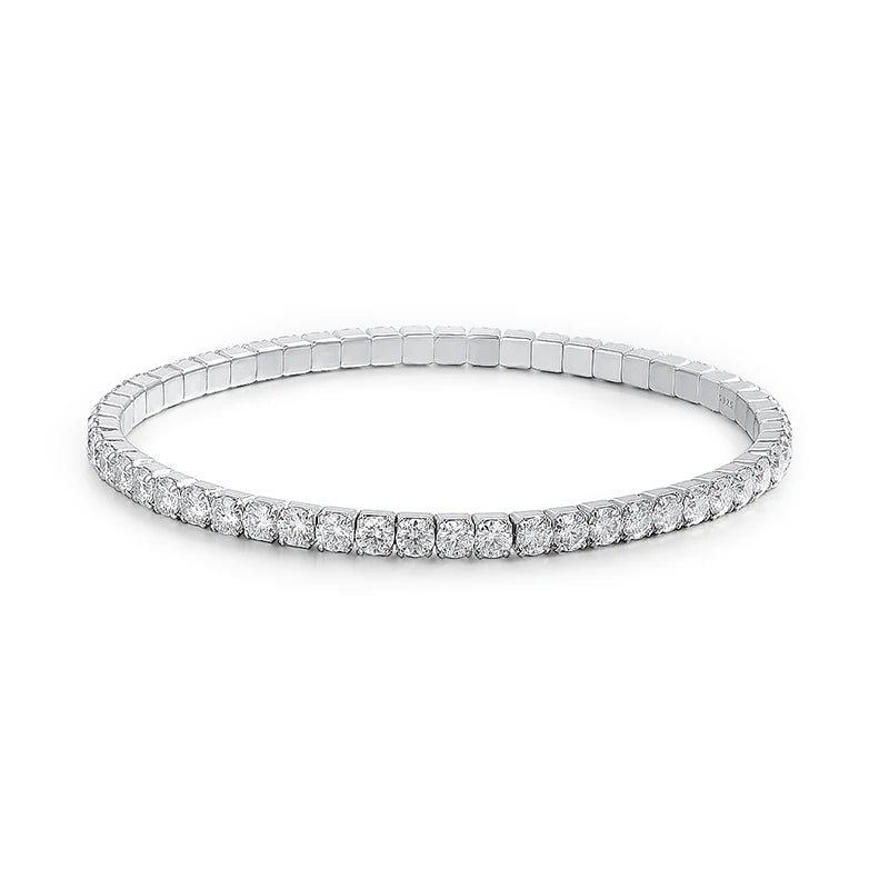 Moissanite Tennis Bracelets for Women Men Full Diamond Sparkling Pure 925 Sterling Silver Jewelry 3mm Elastic