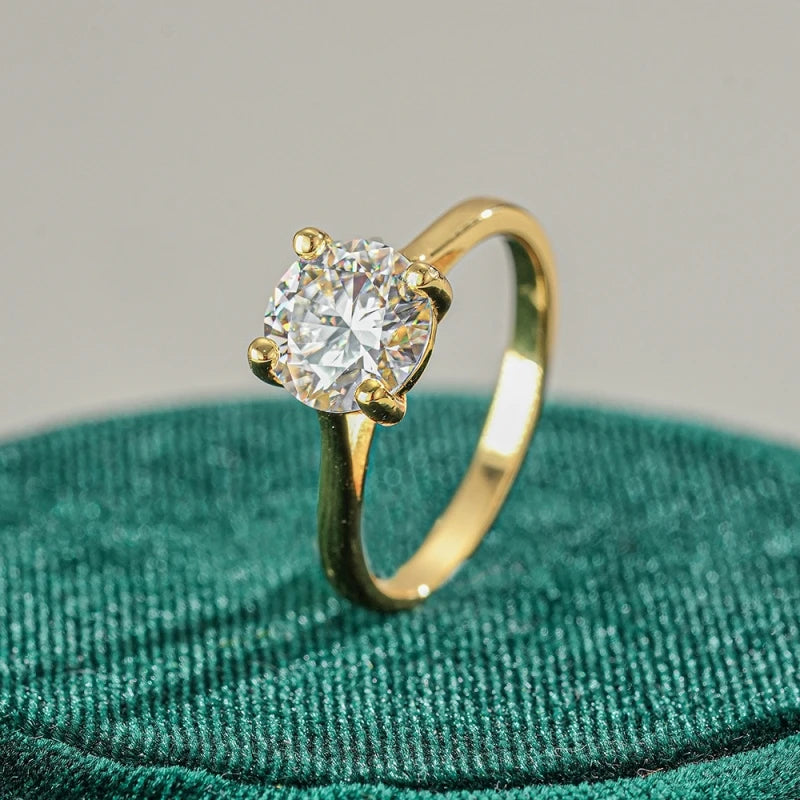 Engagement 18K Gold Women Wedding Band Four Claw Inlay 2/3CT Moissanite Diamond Girl Valentine's Day Fine Jewelry Birthday Gift