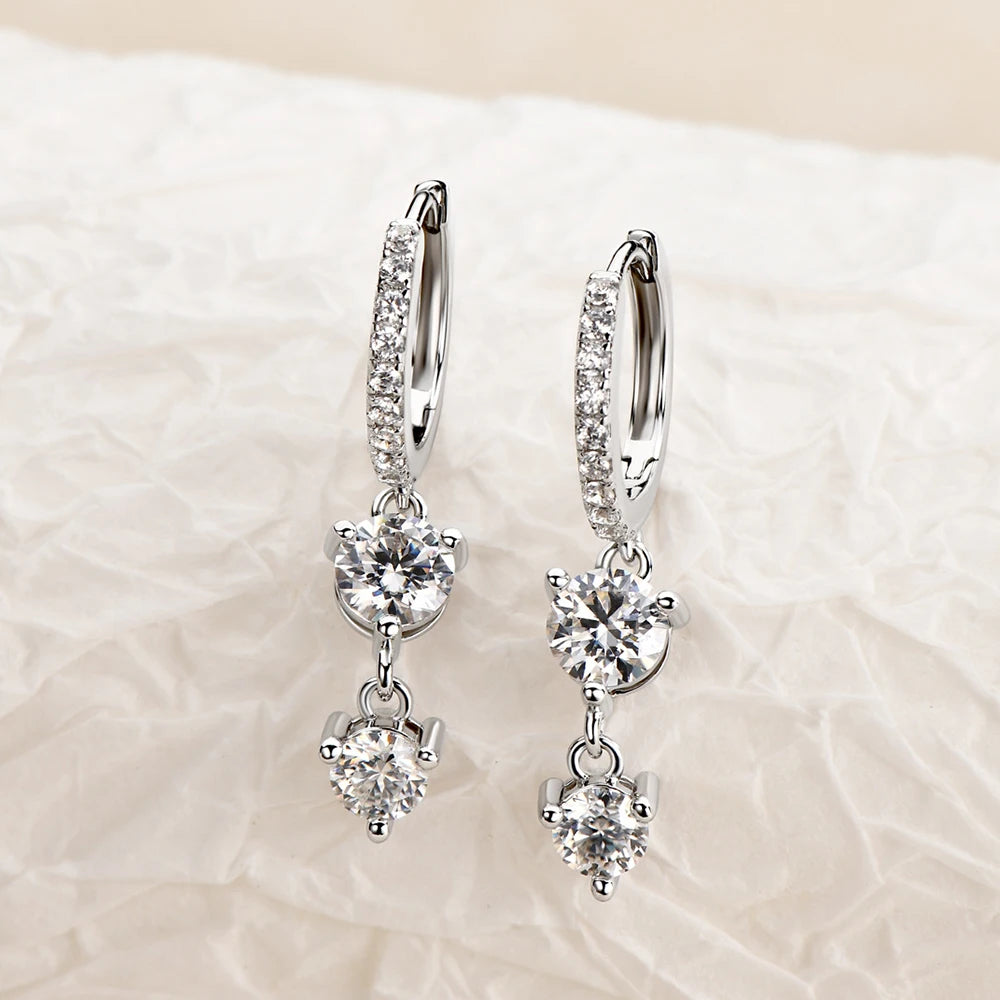D Color Full Moissanite Drop Earrings For Women S925 Silver 1.6 Carat Diamond Earring Wedding Party Fine Jewelry