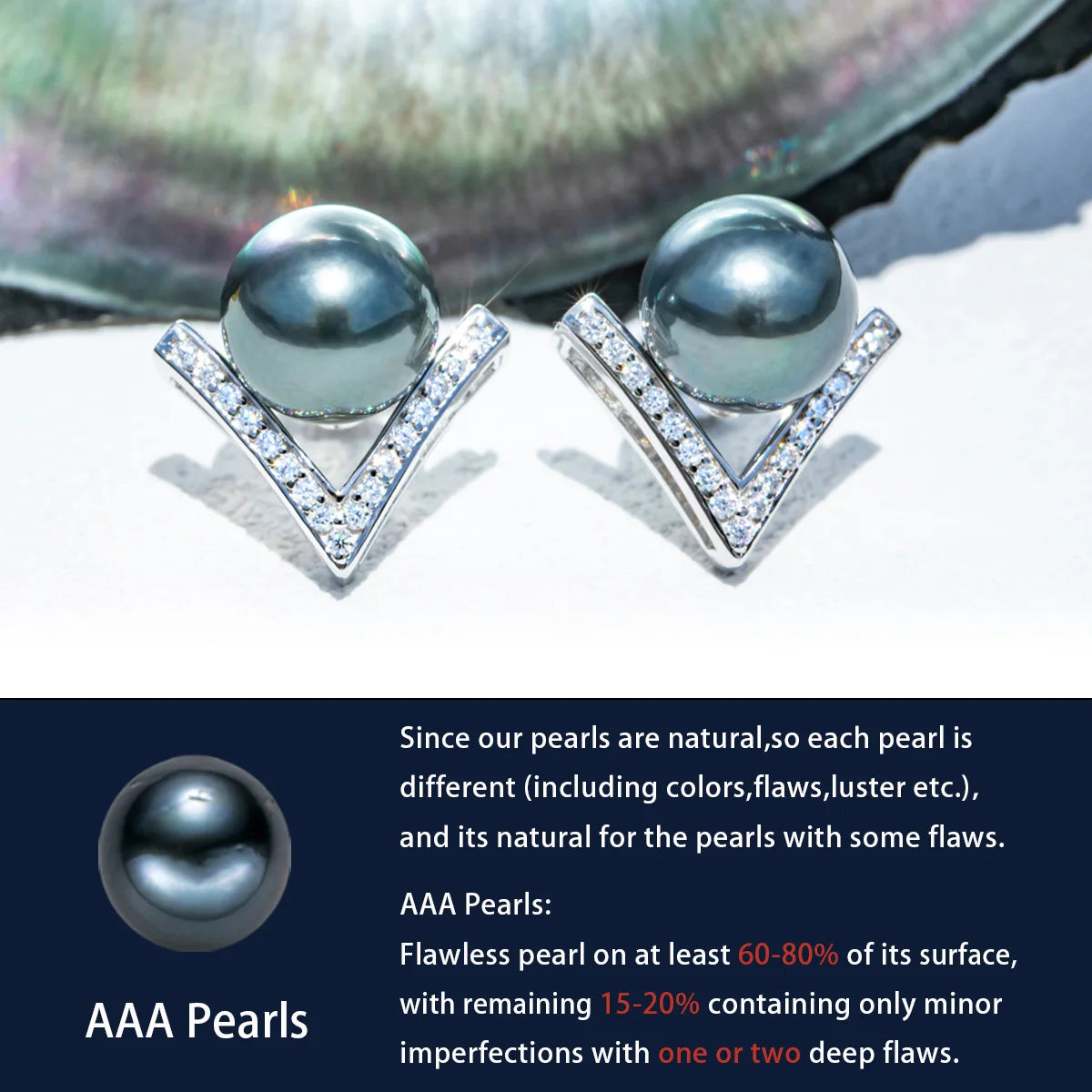 9-10mm Natural Tahitian Pearl Stud Earrings