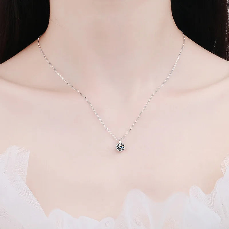 Classic 1/2/3CT VVS D color GRA Moissanite Necklace for Women Quality Diamond Pendant Platinum PT950 Original Certified female