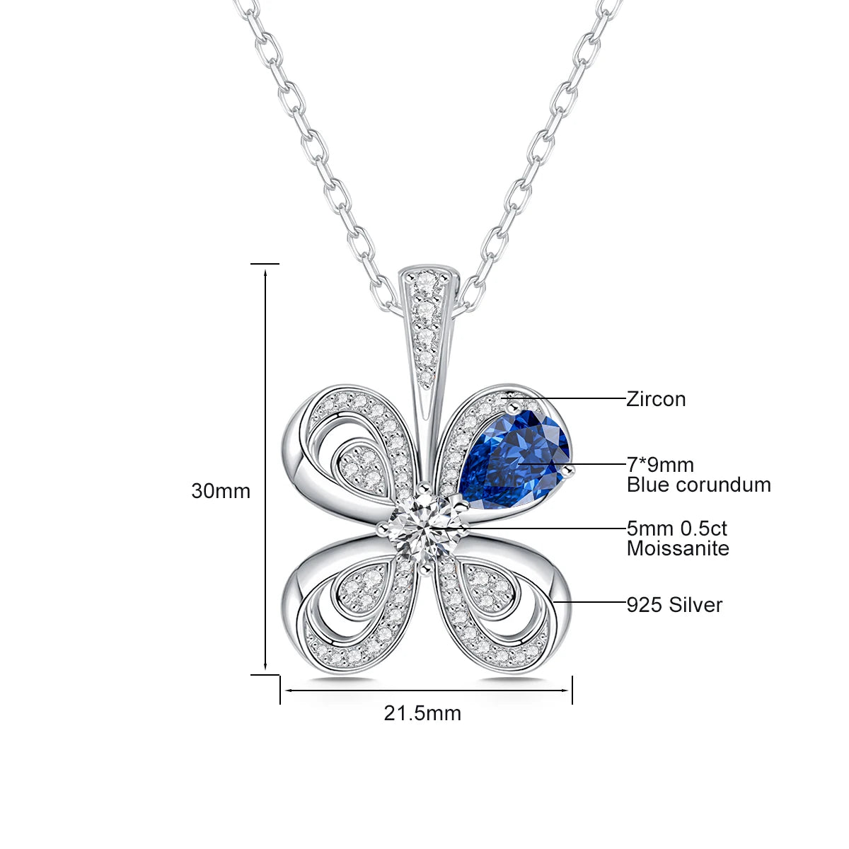 Moissanite Necklace With Certificate Pendant For Woman 100% Silver 925 Lucky Charms Fine Jewelry