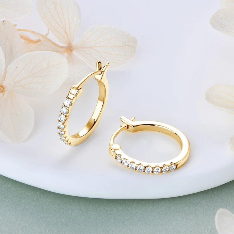 Moissanite Hoop Earrings 925 Sterling Silver Circle Earring
