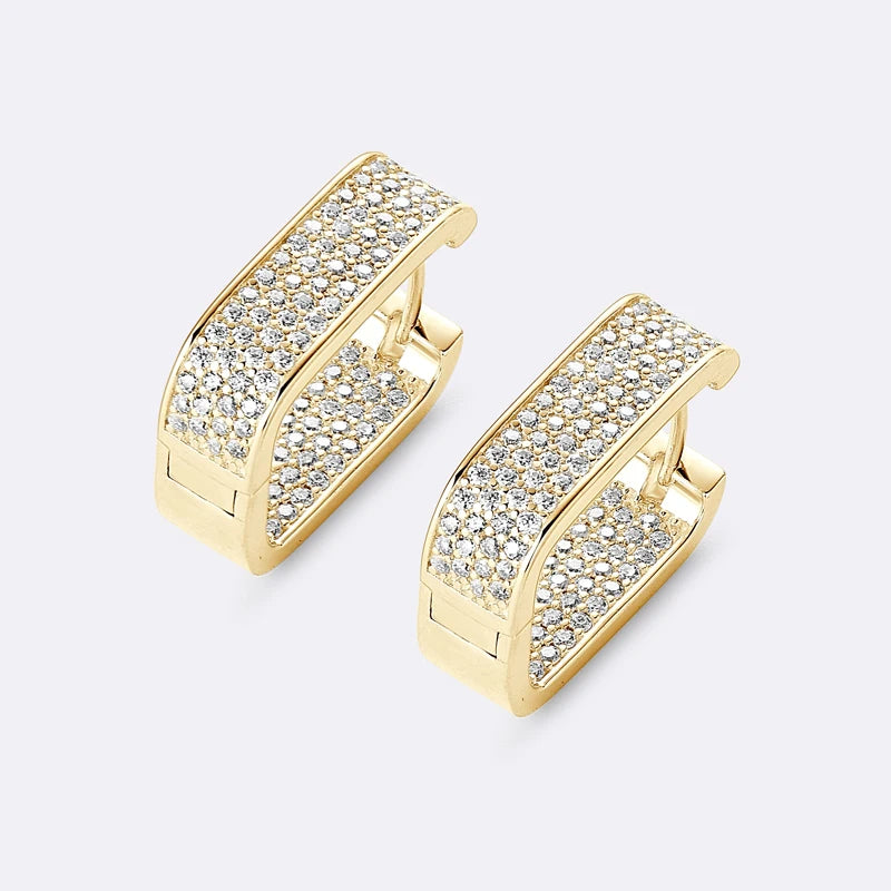 925 Sterling Silver U-shaped Square Earring Moissanite Hoop Earrings