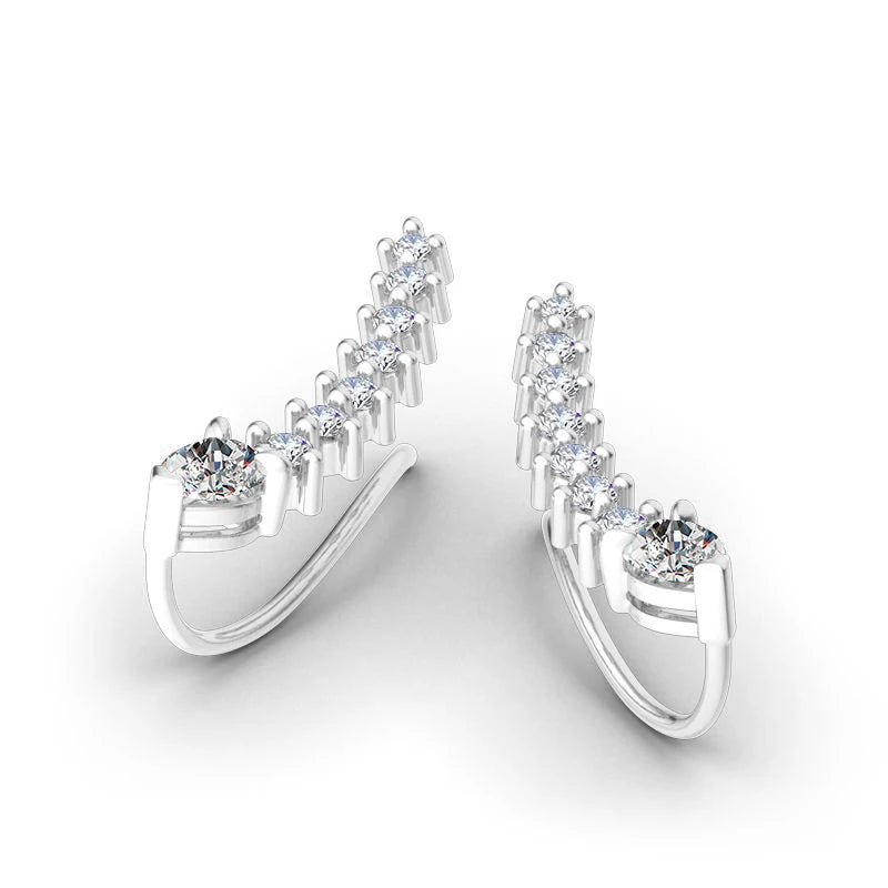 Moissanite Clip On Earrings With Hole In The Ear 925 Sterling Silver Tear Drop