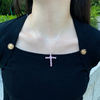 Moissanite Cross Pendant Necklace