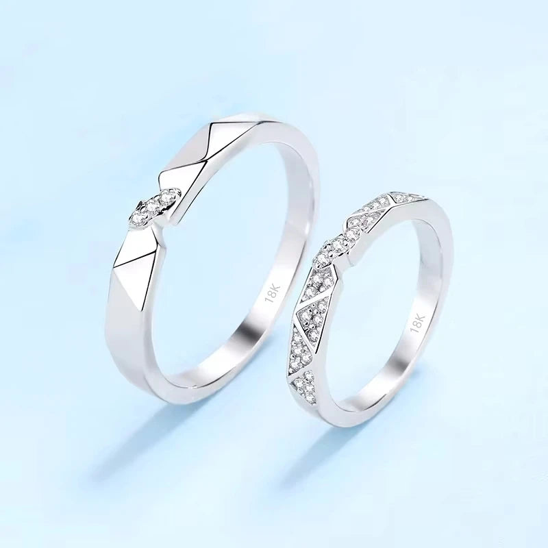 Birthday Gift 18K White Gold Women Men Couple Rings Valentine's Day Unisex 0.48ct Moissanite Diamond Lovers Girl Wedding Bands