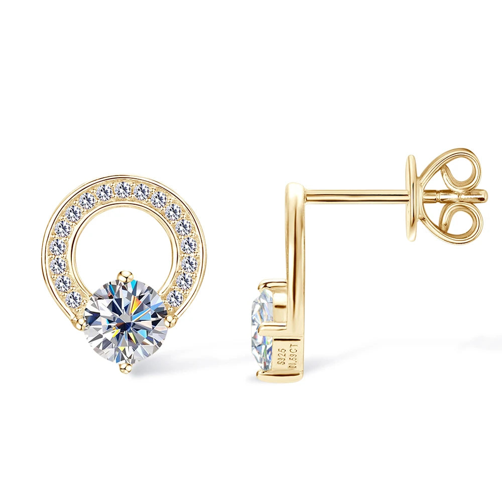 0.5ct 5mm Moissanite Earrings 925 Sterling Silver 14K Gold Plated Cartilage Piercing Ear Studs for Women Jewelry Gift
