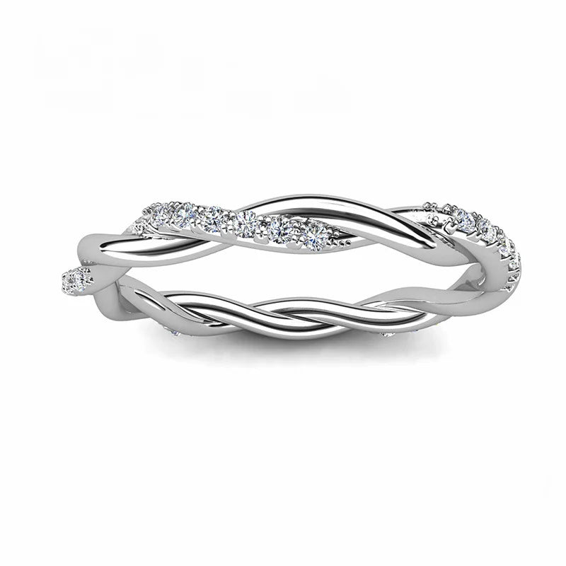 0.25ct Moissanite Twist Diamond Wedding Band