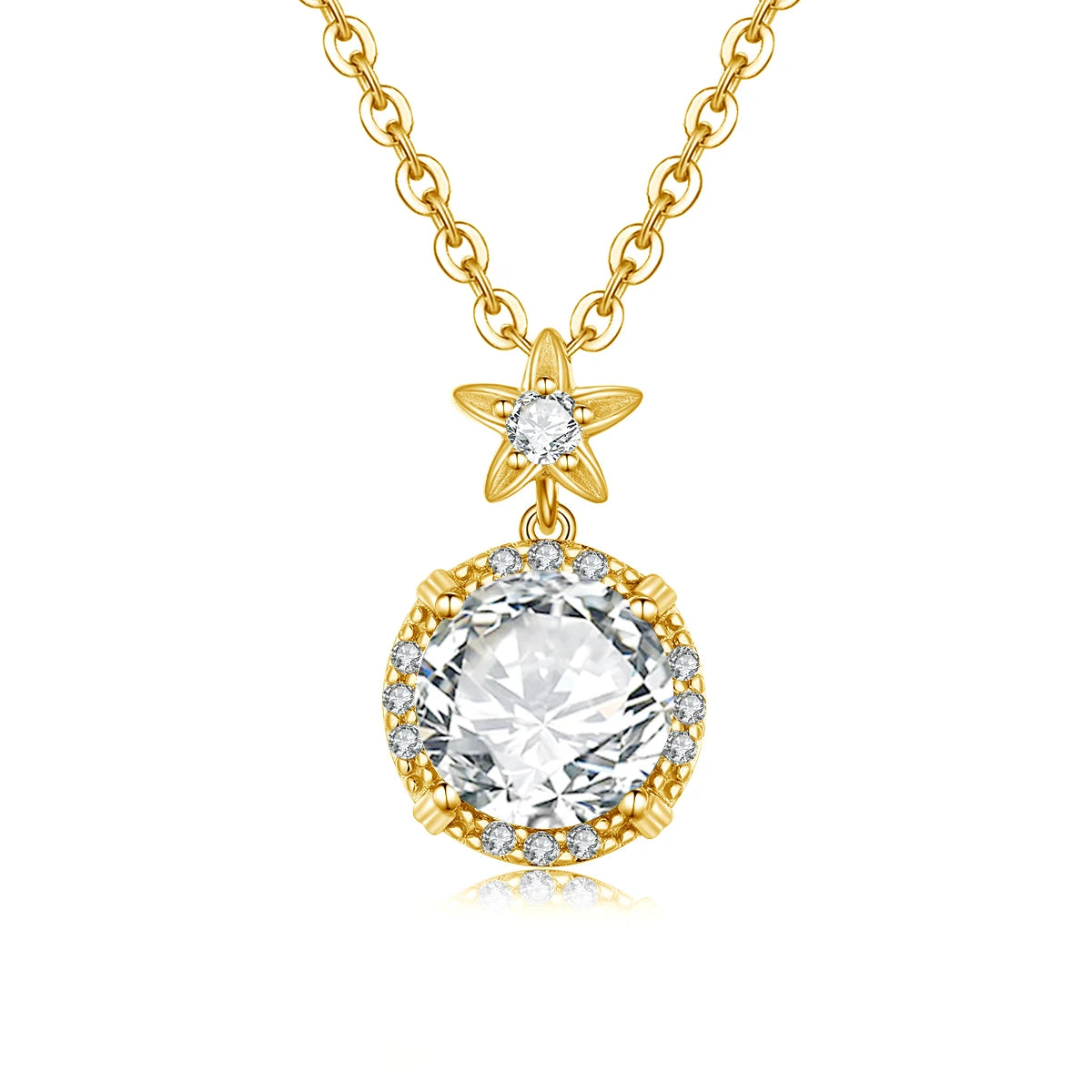 Moissanite Necklace For Women D Color Round Cut Pure 925 Silver 4 Carat