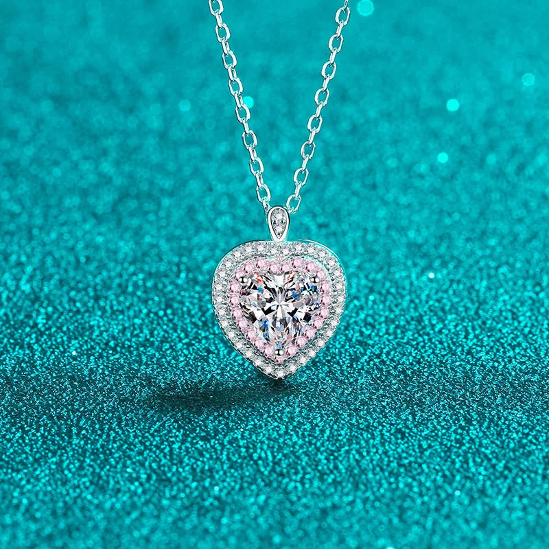 1CT Heart Moissanite Pendant Necklace