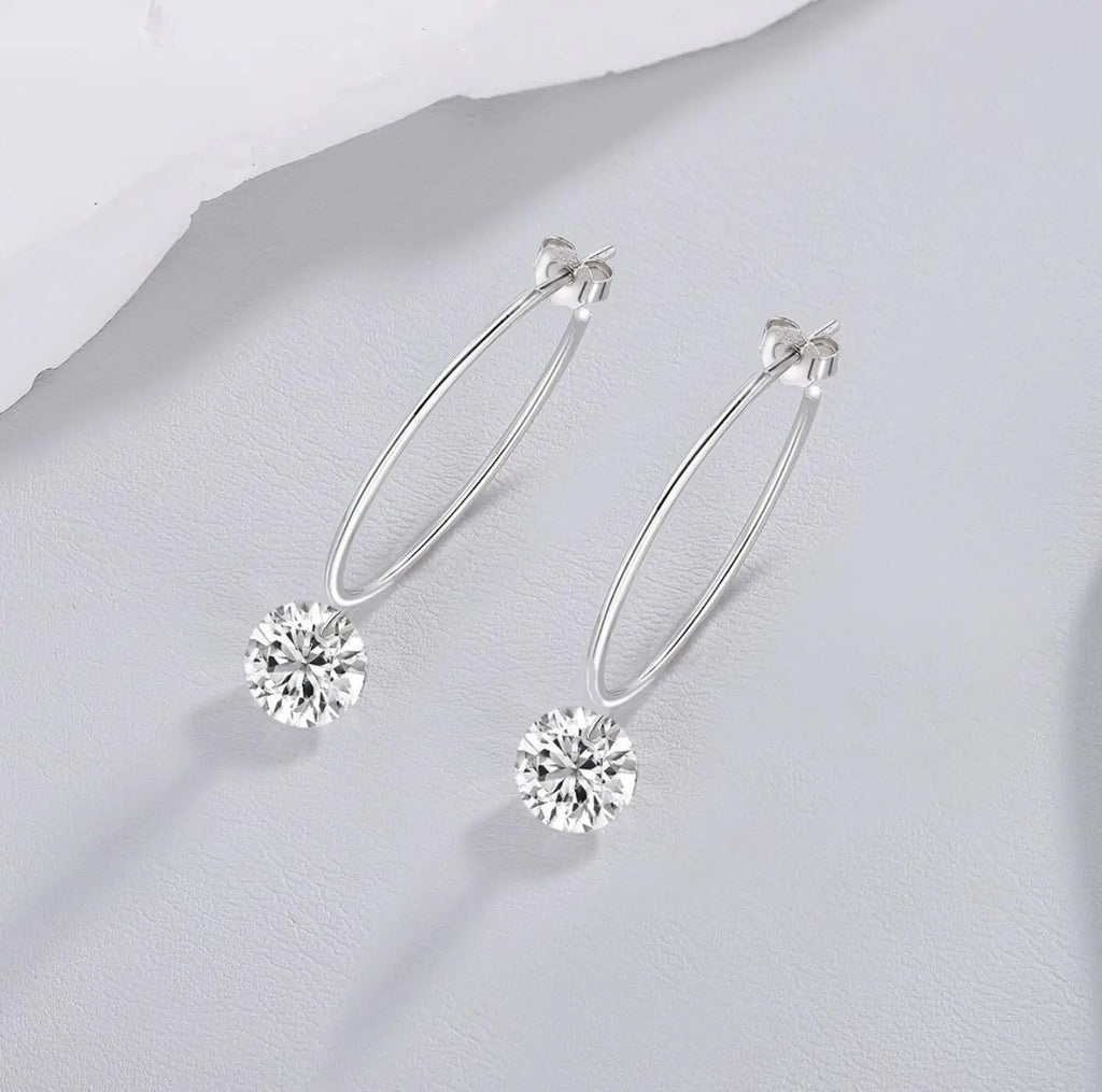 New Certified Moissanite Earrings 2.0ct D Color Lab Created Diamond 925 Sterling Silver Drop Earrings For Women Hoop Ear