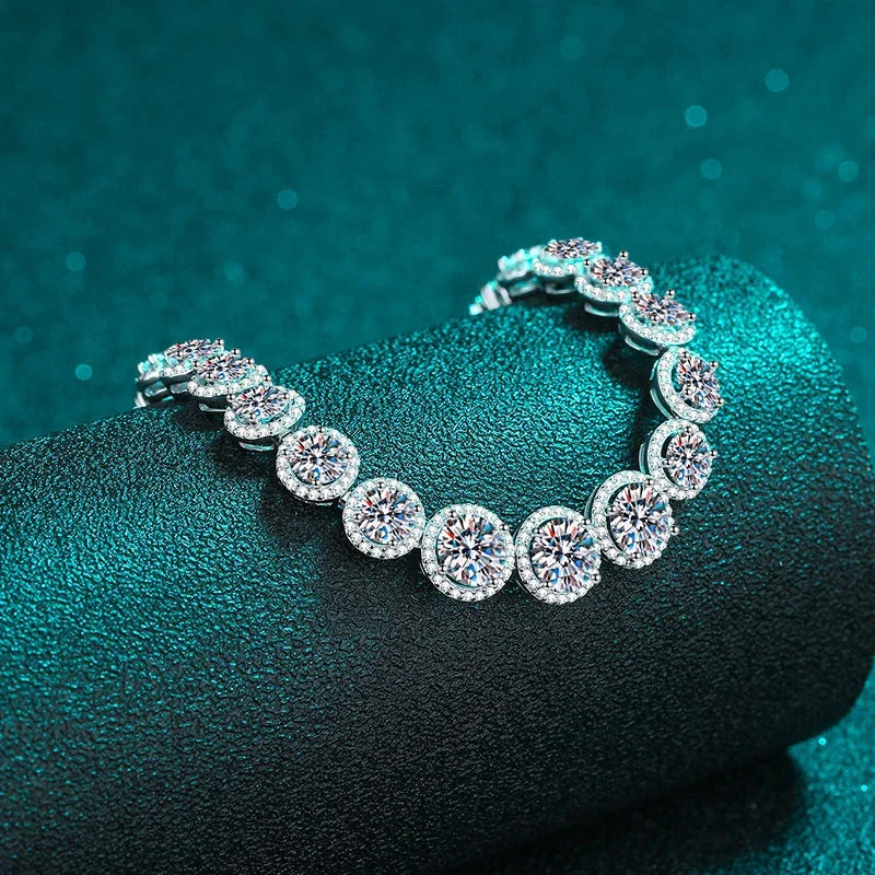 D Color Moissanite Tennis Bracelet 925 Sterling Silver with White Gold Plated Shiny Bracelets Chian for Women