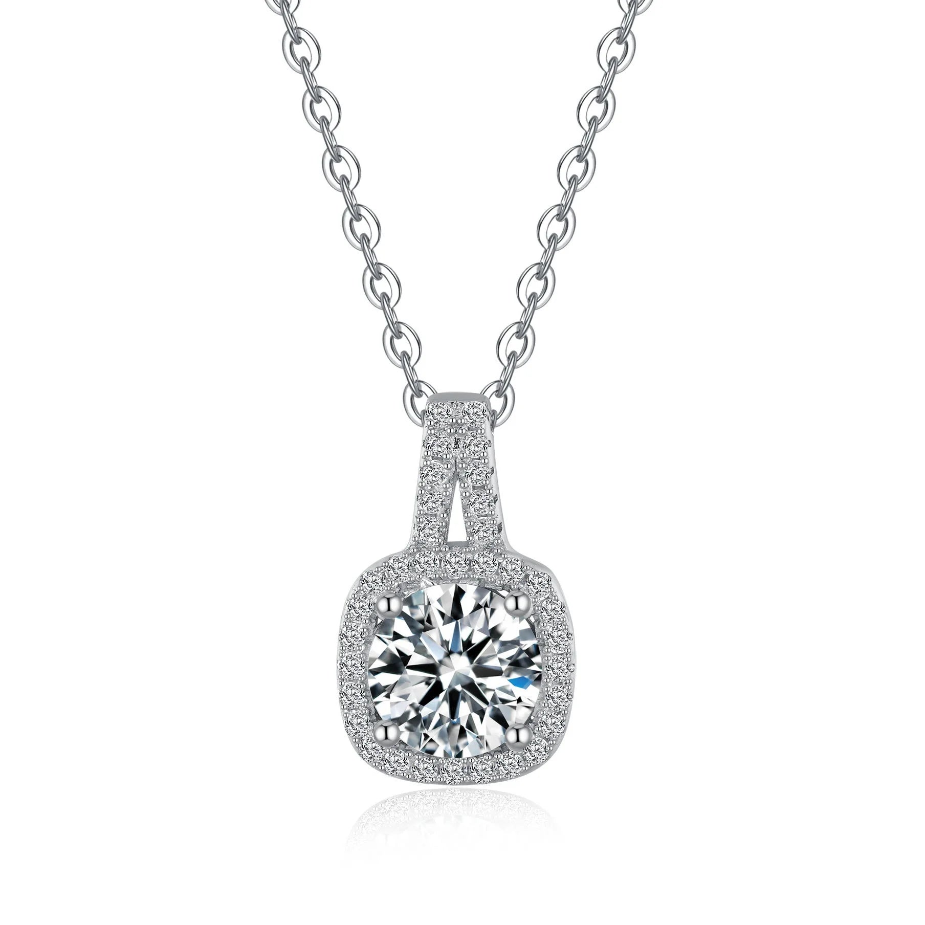 18k White Gold Pendant 1ct Diamond Moissanite Necklace Women's Square Bag Platinum Pt950 Pendant Accessories Fine Jewelry