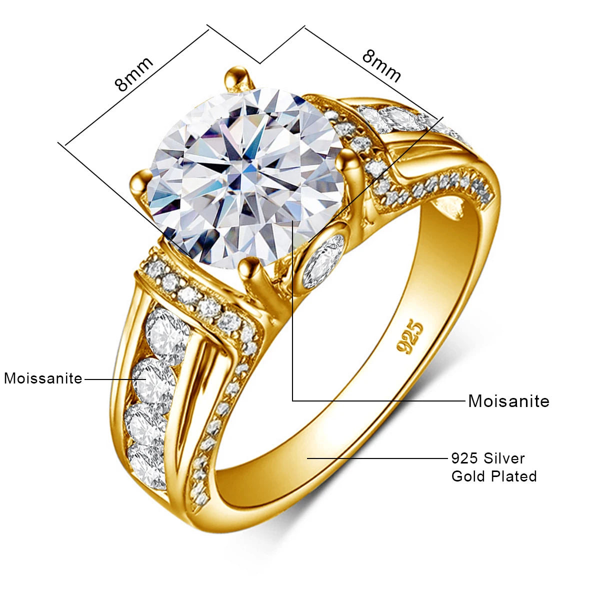 Round Cut Moissanite Rose gold Ring For Women 2ct
