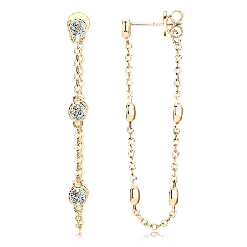 Exquisite Long Chain Tassel Earrings 925 Sterling Silver