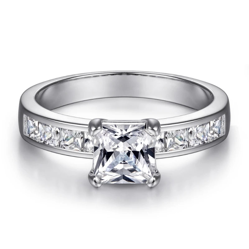 Moissanite S925 Sterling Silver Ring Set Princes 1.2 Carat Engagement Wedding Ring Set Women