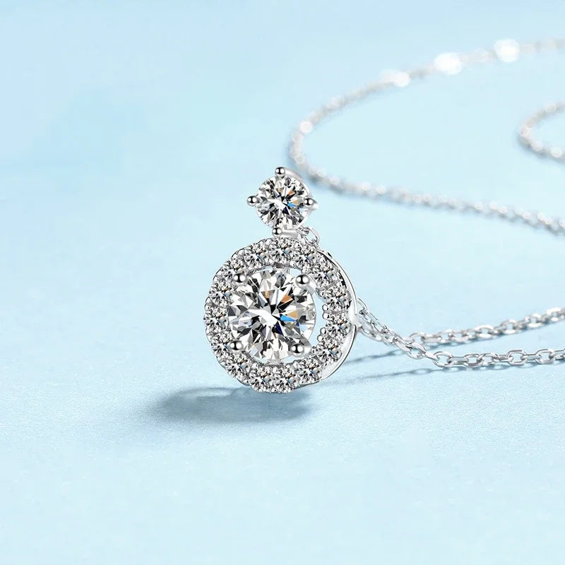 Girl Valentine's Day PT950 Platinum Necklaces Women Wedding 1.3CT Moissanite Diamond Pendant Daughter Birthday Gift Fine Jewelry