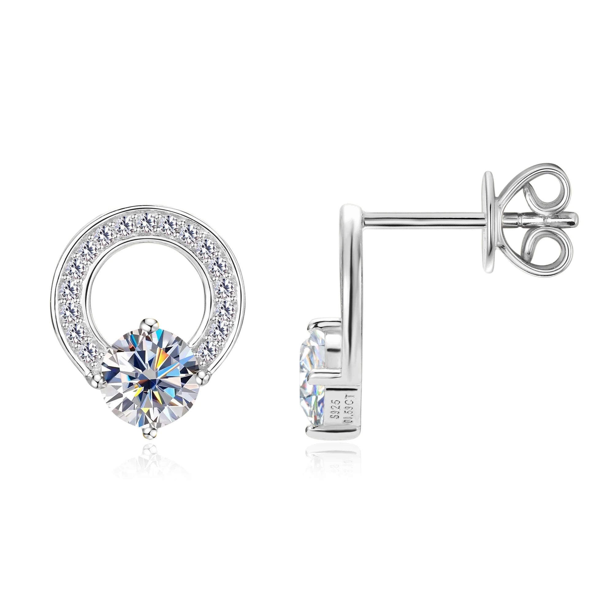 0.5ct 5mm Moissanite Earrings 925 Sterling Silver 14K Gold Plated Cartilage Piercing Ear Studs for Women Jewelry Gift